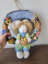 Happy Easter wreath bunny home decor sign spring farmer