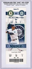 Adrian Beltre HR#250 HOF Mariners Athletics 10/1/2009 Full MINT Ticket GUTIERREZ