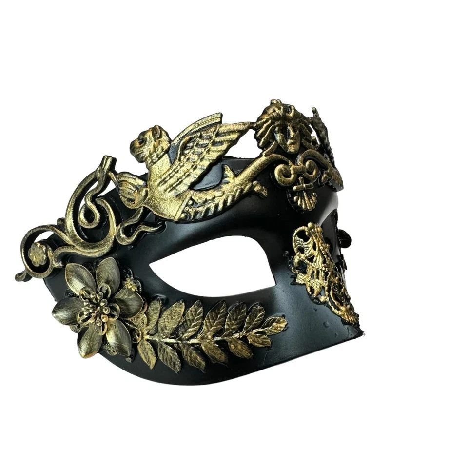 Venetian Greek Roman Warrior Egyptian Men masquerade mask (Black & Gold) - Image 4 of 4