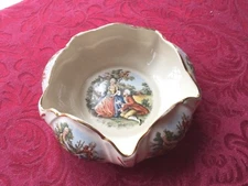 Courting Couples Porcelain Fancy Scalloped Bowl