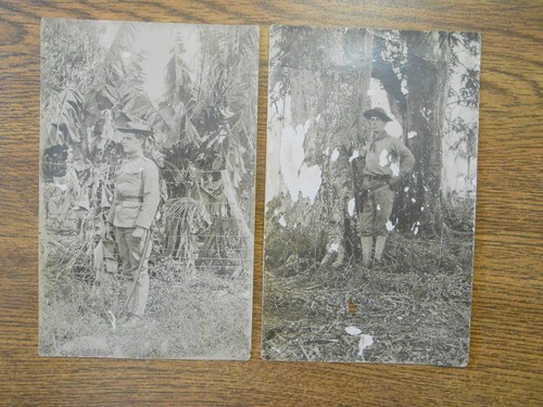 2 Pre 1912 Post Spanish American War Era Real Photo German Postcards US Soldier