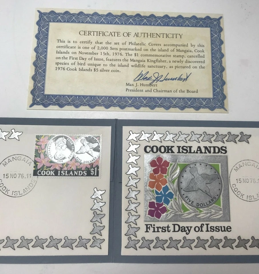 Cook Islands November 15 1976 First Day Of Issue Stamps Certificate Authenticity - Image 2 of 4