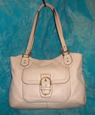 COACH Campbell Soho Off White Leather Shoulder Bag 3 COMPARTMENTS