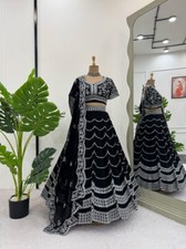 Presenting Georgette Black Lehenga Choli With Dupatta For Women Function Wear