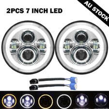 pair 7 Inch Round LED Headlights Halo For Toyota Landcruiser HZJ75 78 79 Series