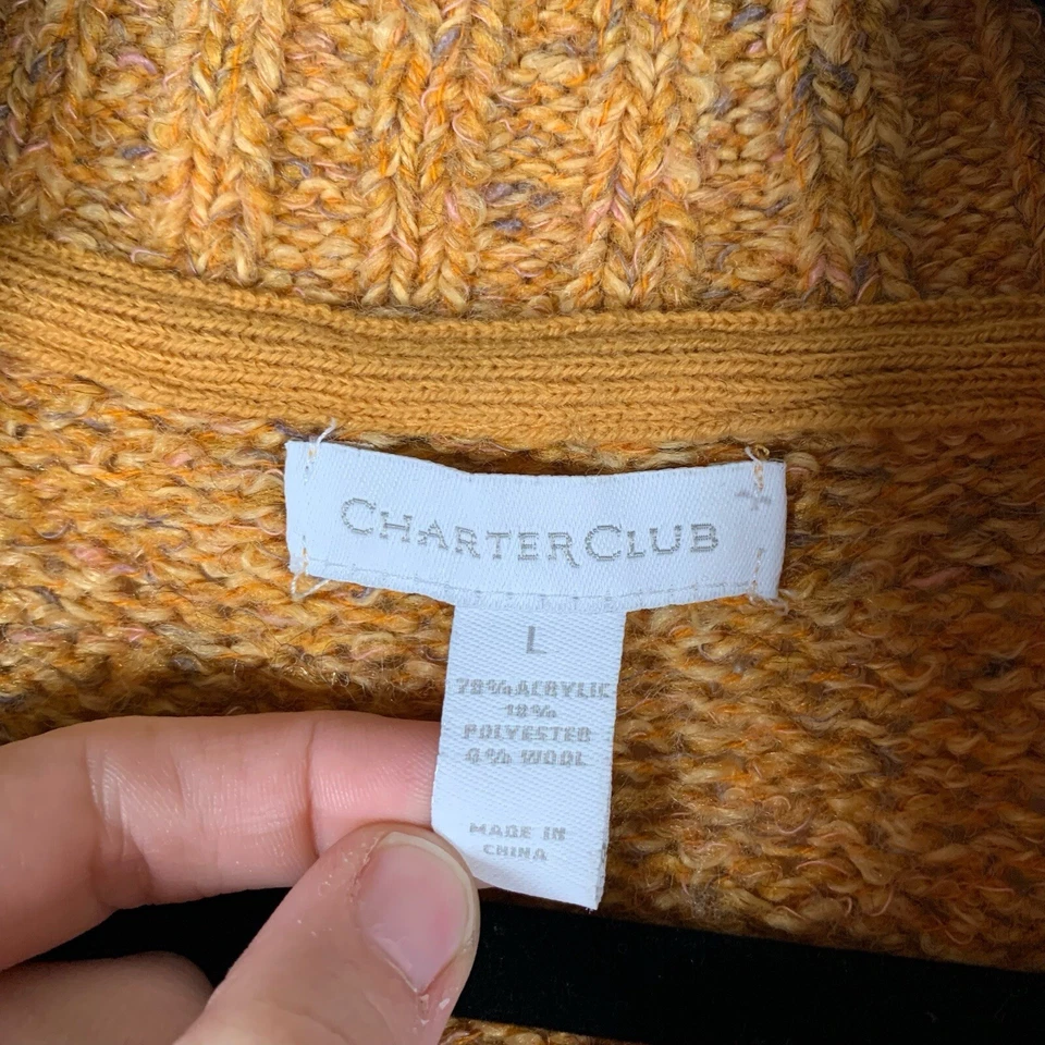 Cárdigan Charter Club para mujer grande amarillo mezcla de lana sin mangas tejido botón fuente Foto 2 de 4