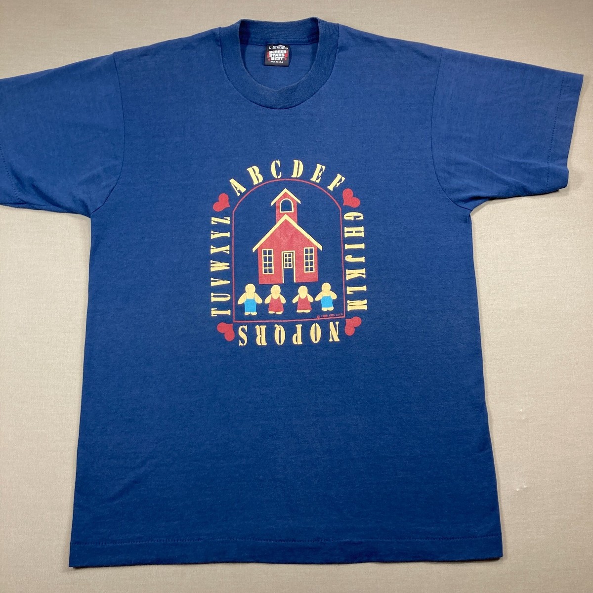 トップス vintage class5 80s orignal made in usa Vintage 80s 1988 ABC teacher Shirt Single Stitch Made in USA Size