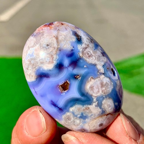 49G Agata fiore blu naturale a forma di plasma guarigione ad alta frequenza dal Madagascar - Foto 21 di 23