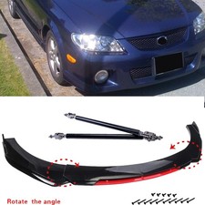 For Mazda Protege Blackred Front Bumper Chin Lip Spoiler Splitterstrut Rods For Mazda Protege Blackred Front Bumper Chin Lip Spoiler Splitterstrut Rods