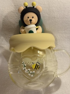    Starbucks Bee Glass Mug **US SELLER** Cup w/lid Tea Ball Built Into Lid