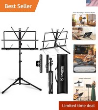 Dual-Use Folding Music Stand: Perfect for Home  Studio, Adjustable Height