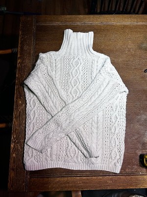 Vintage Yorkshire Knitting Company Cable Knit Fisherman Sweater Cream  Medium