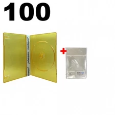 100 SLIM Clear Orange Color Single DVD Cases 7MM & 100 OPP Bags