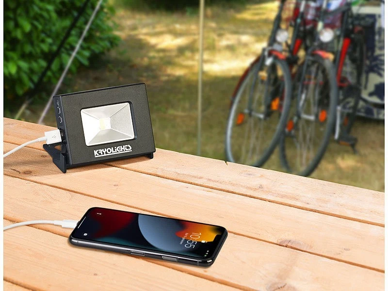 KryoLights 2in1 LED-Fluter 10W 400lm & Powerbank 4000mAh mit Solarpanel IP44 - Bild 4 von 4