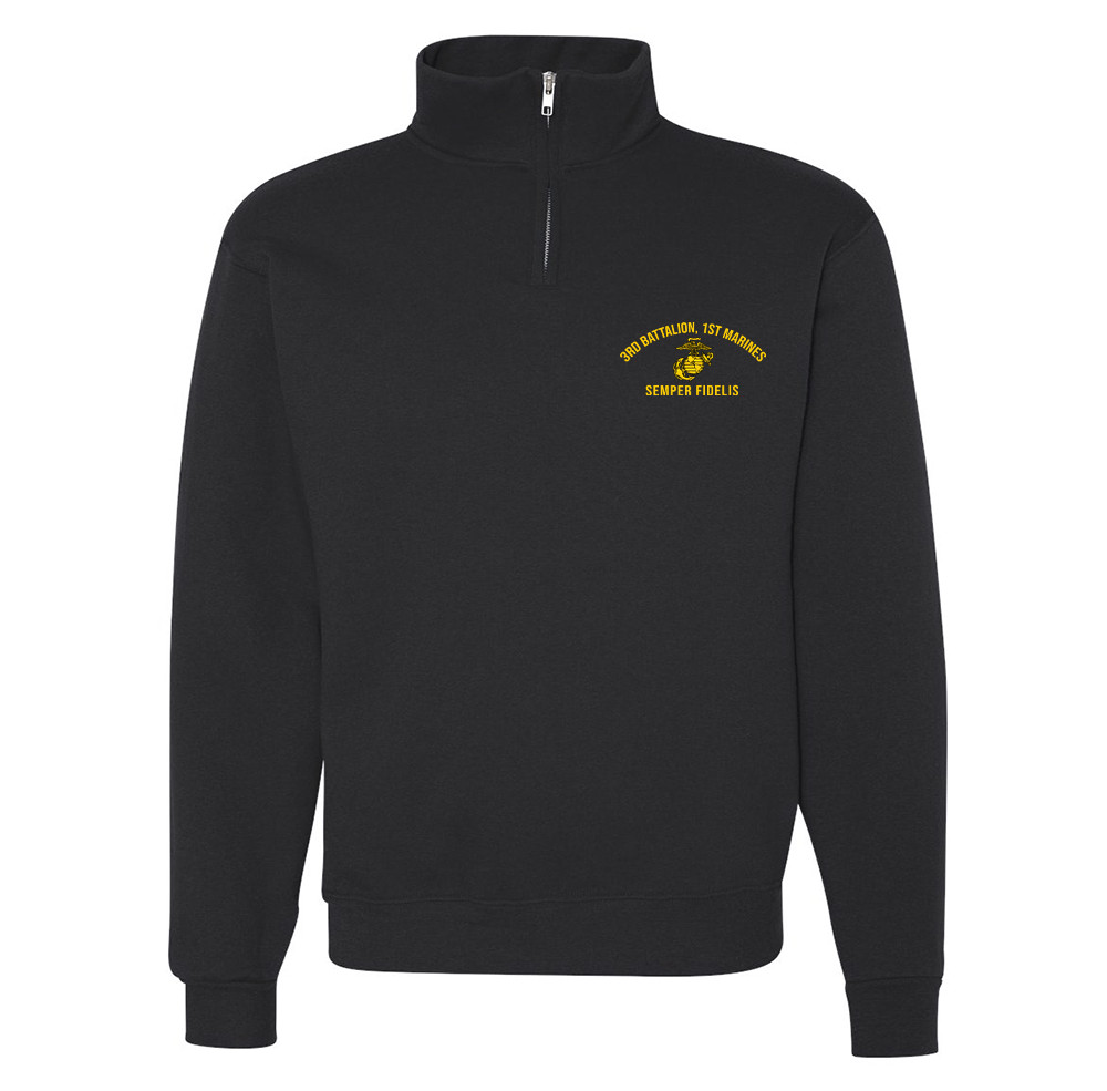 USMC 3rd Battalion, 1st Marines Quarter-Zip Sweatshirt Officially Licensed