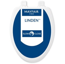 Mayfair Linden Slow Close Toilet Seat, Non Slip Heavy Duty Elongated, White