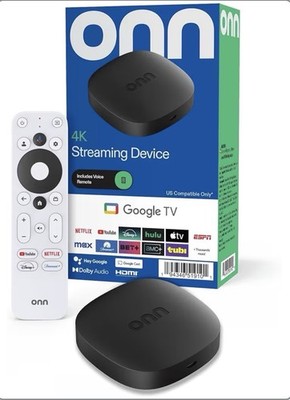 onn 4K Streaming Device, Google TV - Fast Streaming, Ultra HD, 8GB Storage, 2GB