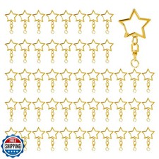 50 Pcs Star Lobster Claw Clasp Star Keychain Clip Gold Star Shaped Spring Sna