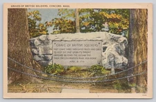 Vintage Linen Postcard Graves of British Soldiers Concord Mass 1930s