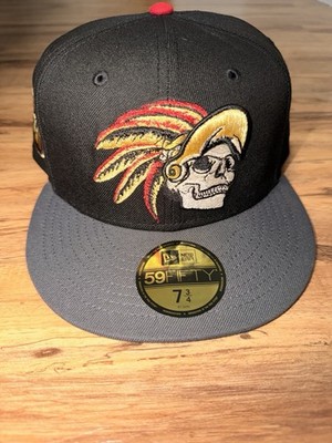 New Era Mexico Aztec Skull Chief Metallic Black Red Gold 59Fifty Size 7 3/4
