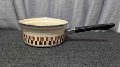 Vintage MONETA - Made in Italy - Tan Sauce Pan w/ Geometric Designs #12