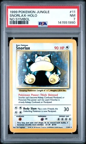 PSA 7 Snorlax Holo 11/64 No Symbol Pokemon Jungle