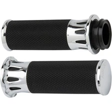 Arlen Ness Chrome Deep Cut Grips for Throttle by Wire 07-318