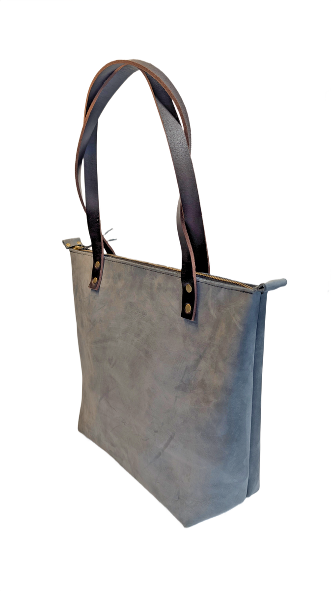 Portland Leather Goods STORM Medium Zip Tote Grizzly Handles | eBay