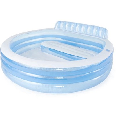 Intex Center Round Inflatable AboveGround Family Lounge Outdoor Pool, Blue