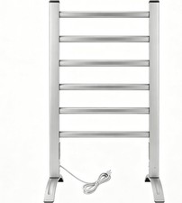 6-Bar Freestanding Towel Warmer Heated Towel Rack Electric Timer Wall Mounted