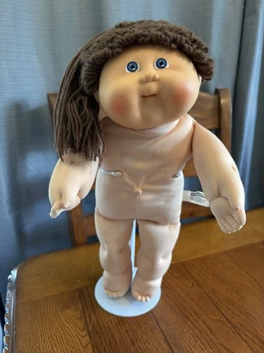 Cabbage Patch Kid HM 17 Single Pony Brown Hair Blue Eyes Teeth 1980's Blush Cute