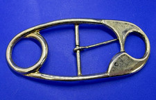 Safety Pin Center Bar Single Prong Silver Tone Vintage Belt Buckle for 1.25"Belt