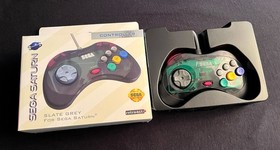 Retro-Bit Sega Saturn Wired Controller Slate Grey New in Open Box