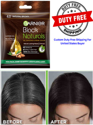 3X Garnier Black Naturals Hair color cream Shine,soft 4.0 Natural Brown,20g+20ml