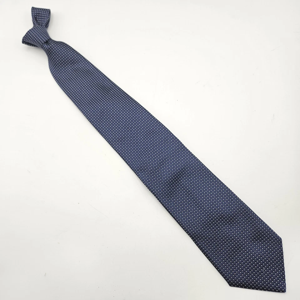 Corbata para hombre GC Internazionale 100 % seda 3,75 x 59,5" azul con lunares blancos Italia Foto 3 de 4