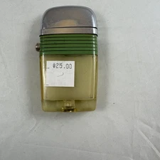 Vintage Scripto Vu Pocket Lighter Windproof Clear Refillable Fuel Tank Green