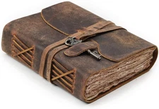 LEATHER VILLAGE Vintage Leather Journal – 200 Handmade Vintage Deckle Edge Pap