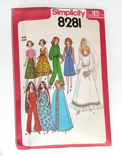 Vintage 1977 Simplicity #8281 Pattern 11.5" Fashion Doll Barbie Clothes