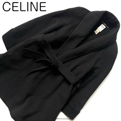 Celine Women Jacket Free Big Silhouette A Line Belt Long Coat Winter Clothes Lim