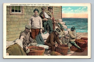 Cape Cod Massachusetts Fishermen Preparing Trip Occupational  Postcard