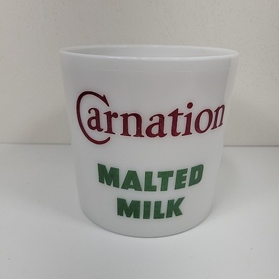 VTG Carnation Malted Milk Advertising Milk Glass Container NO LID Advertising