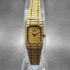 Seiko Tank Watch Women 12mm Champagne Dial Gold Tone 2e20-5129 New Battery