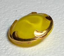 Lemon Yellow Moonglow Button, Imitation Prong Set Gold Luster - Medium HTF, BKM