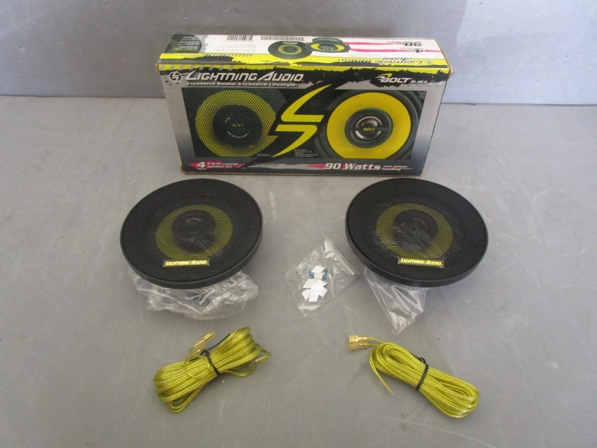 Lightning Audio 4 Inch 2-Way 90 Watt Speaker set Hardware Wire Kit