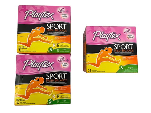 2 Playtex Sport Fresh Balance Tampons Multi Pk Lightly Scented 32/Box & 1 Super - 第 1/9 張圖片
