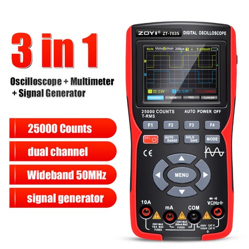 Digital Multimeter 50MHz Bandwidth 280MS Sampling Rate Dual Channel Oscilloscope - Picture 1 of 26