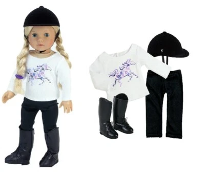 SOPHIA'S Doll Clothes 18" Riding Outfit 4-Pc Pants Shirt Helmet Boots Fits AG Dolls