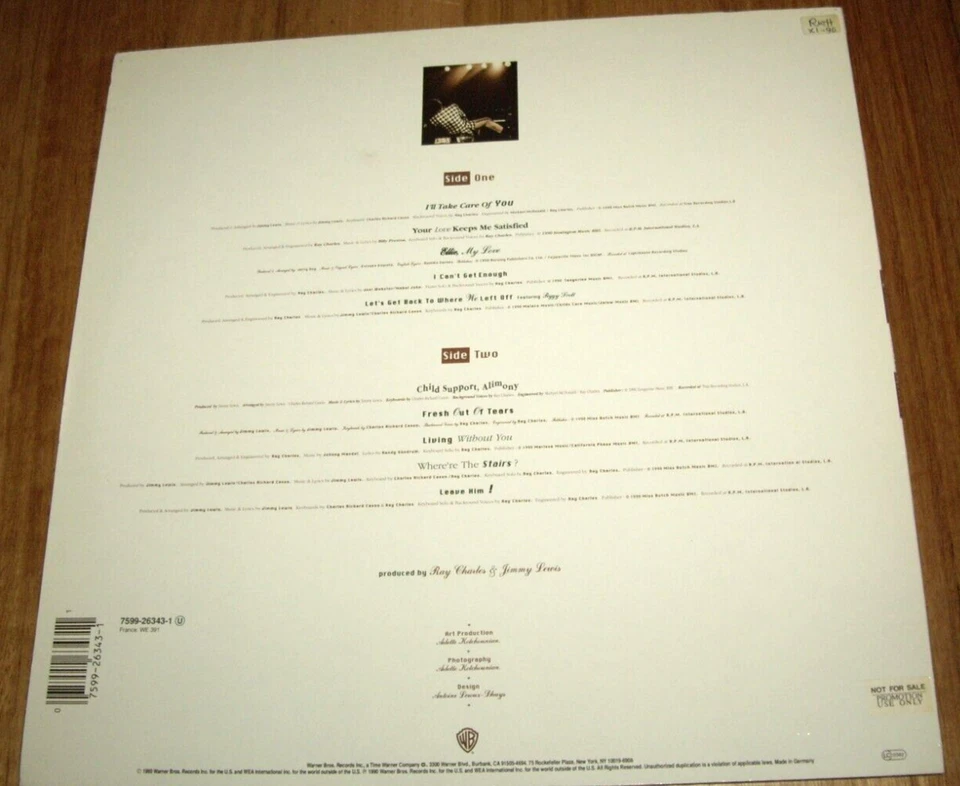 RAY CHARLES *EU 1st Press PROMO 12" LP ' WOULD YOU BELIEVE? ' 1990 EXC - Image 3 of 4