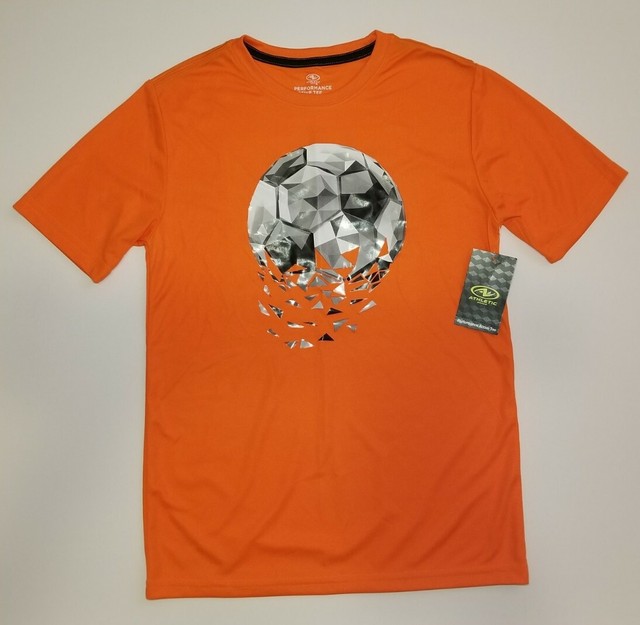 Athletic Works Youth L 1012 Orange Soccer Ball Performance Active Tee