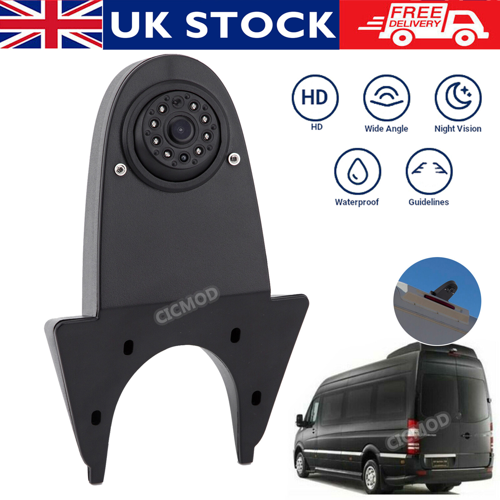 Car Van Rear View Reverse Backup Camera Roof Mount For VW Mercedes Benz Sprinter